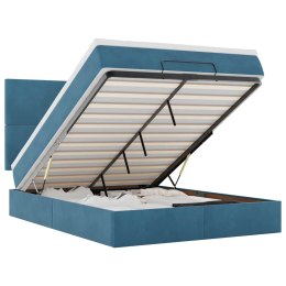 VidaXL Rama łóżka otomana z materacami, niebieska, 140x190 cm, aksamit
