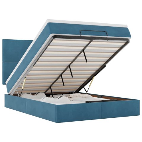 VidaXL Rama łóżka otomana z materacami, niebieska, 140x190 cm, aksamit