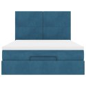 VidaXL Rama łóżka otomana z materacami, niebieska, 140x190 cm, aksamit