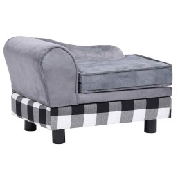 VidaXL Sofa dla psa, szara, 57x34x36 cm, pluszowa
