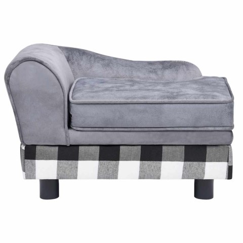 VidaXL Sofa dla psa, szara, 57x34x36 cm, pluszowa