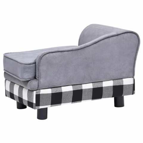 VidaXL Sofa dla psa, szara, 57x34x36 cm, pluszowa
