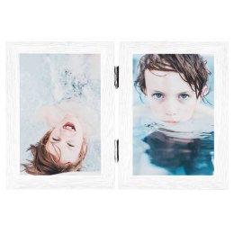 DWUDZIELNA RAMKA NA ZDJĘCIA BIAŁA 2X(13X18CM)