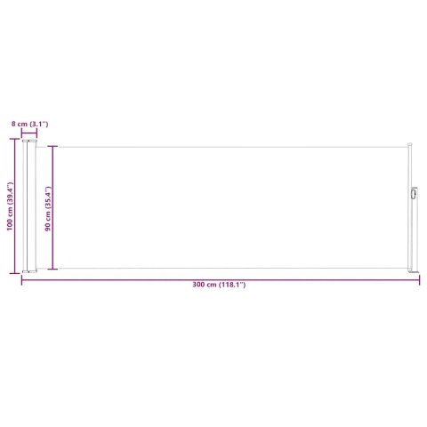 WYSUWANA MARKIZA BOCZNA NA TARAS 100X300CM CZERWONA