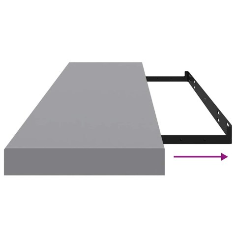 PÓŁKI ŚCIENNE 2 SZT. SZARE 120X23,5X3,8CM