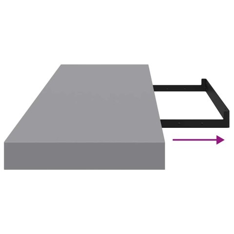 PÓŁKI ŚCIENNE 2 SZT. SZARE 90X23,5X3,8