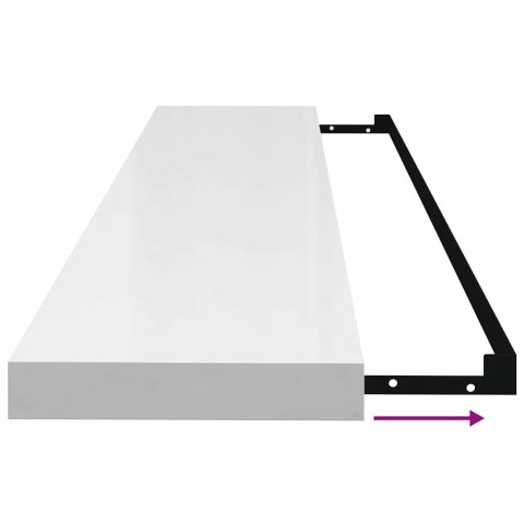 PÓŁKI ŚCIENNE 2 SZT. POŁYSK BIEL 120X23,5X3,8