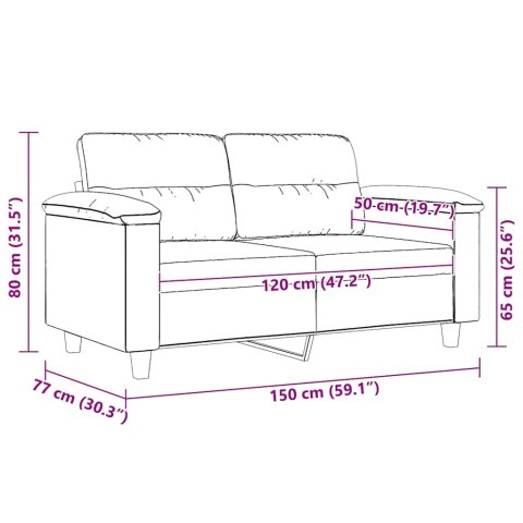 SOFA 2-OSOBOWA JASNOSZARA 120CM TAPICEROWANA MIKROFIBRĄ