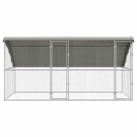 KOJEC DLA PSÓW Z MIEJSCEM DO PRZECHOWYWANIA2 SZT SREBRNY 4X2X2 M STAL