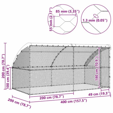 KOJEC DLA PSÓW Z MIEJSCEM DO PRZECHOWYWANIA2 SZT SREBRNY 4X2X2 M STAL