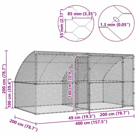 KOJEC DLA PSÓW Z MIEJSCEM DO PRZECHOWYWANIA2 SZT SREBRNY 4X2X2 M STAL