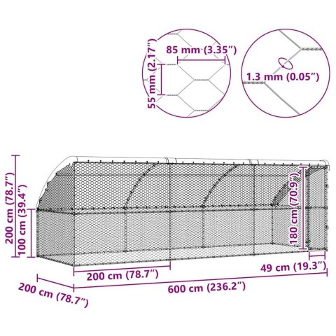 KOJEC DLA PSÓW Z MIEJSCEM DO PRZECHOWYWANIA3 SZT SREBRNY 6X2X2 M STAL