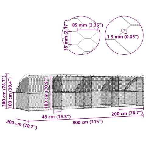 KOJEC DLA PSÓW Z MIEJSCEM DO PRZECHOWYWANIA4 SZT SREBRNY 8X2X2 M STAL