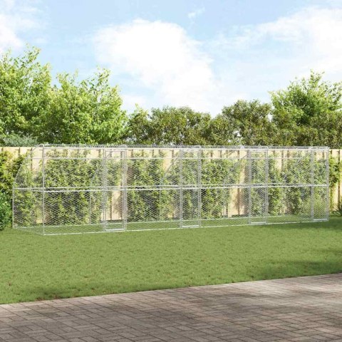 VidaXL Kenel dla Psów z przechowywaniem 4 pcs Srebrny 8 x 2 x 2 m Stal