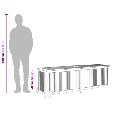 SKRZYNIA OGRODOWA NA KÓŁKACH 150X50X58CM LITE DREWNO AKACJOWE