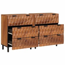 ZESTAW 2X KOMODA LITE DREWNO MANGO 60X33X75CM KREDENS LOFT KOMPLET 12 SZUFLAD