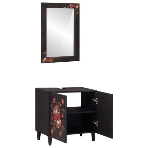 ZESTAW SZAFEK ŁAZIENKOWYCH Z DRZWIAMI 2 SZT DREWNO Z MANGO