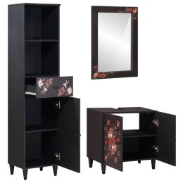 ZESTAW SZAFEK ŁAZIENKOWYCH Z SZUFLADĄ 3 SZT DREWNO Z MANGO