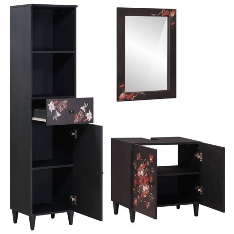 ZESTAW SZAFEK ŁAZIENKOWYCH Z SZUFLADĄ 3 SZT DREWNO Z MANGO