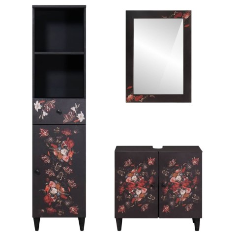 ZESTAW SZAFEK ŁAZIENKOWYCH Z SZUFLADĄ 3 SZT DREWNO Z MANGO