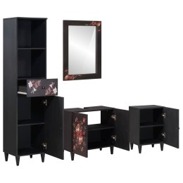 ZESTAW SZAFEK ŁAZIENKOWYCH Z SZUFLADĄ 4 SZT DREWNO Z MANGO