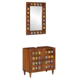 ZESTAW MEBLI ŁAZIENKOWYCH 2 SZT ORZECH WŁOSKI DREWNO Z MANGO