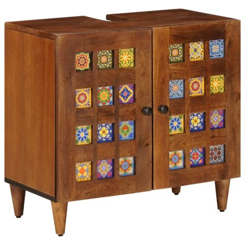 ZESTAW MEBLI ŁAZIENKOWYCH 2 SZT ORZECH WŁOSKI DREWNO Z MANGO