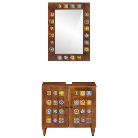 ZESTAW MEBLI ŁAZIENKOWYCH 2 SZT ORZECH WŁOSKI DREWNO Z MANGO