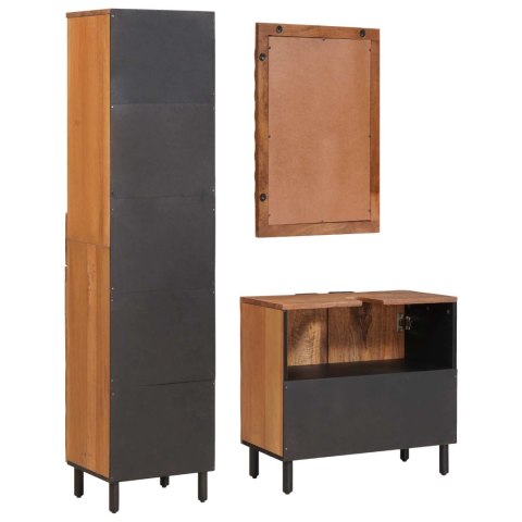 ZESTAWY ŁAZIENKOWE BRĄZOWY WINYL AKACJOWY DREWNO Z MANGO