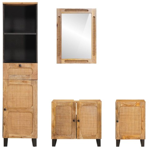 ZESTAWY ŁAZIENKOWE Z SZUFLADĄ Z PÓŁKĄ NATURALNY DREWNO Z MANGO