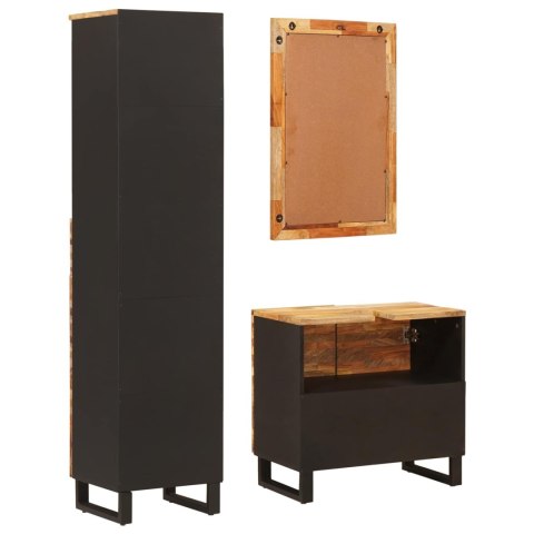 ZESTAWY ŁAZIENKOWE Z SZUFLADĄ Z PÓŁKĄ NATURALNY DREWNO Z MANGO