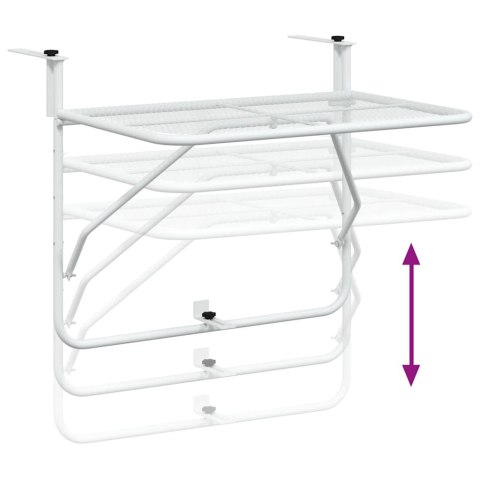 STOLIK BALKONOWY NA BALKON BIAŁY 60X40CM STALOWY