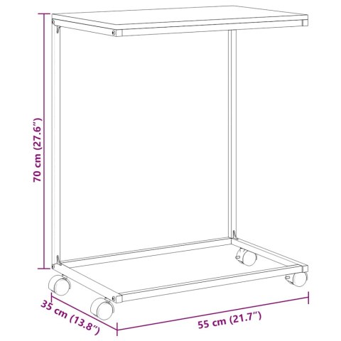 STOLIK BOCZNY NA KÓŁKACH BIAŁO-BRĄZ. 55X35X70CM