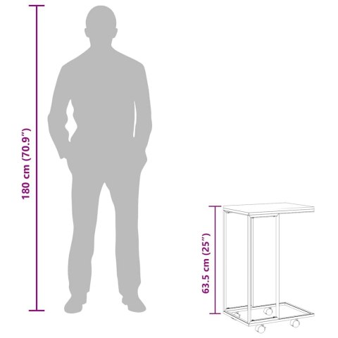 STOLIK BOCZNY NA KÓŁKACH CZARNO-BRĄZOWY 40X30X63,5CM