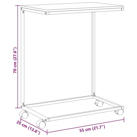 STOLIK BOCZNY NA KÓŁKACH CZARNY 55X35X70CM