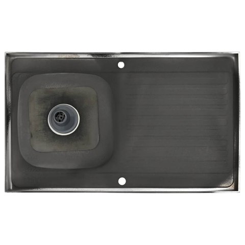 VidaXL Zlew kuchenny z ociekaczem, srebrny, 1000x600x155 mm, stal