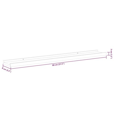 PÓŁKI ŚCIENNE 4 SZT. BIEL I DĄB SONOMA 80X9X3CM