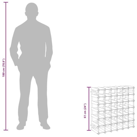 STOJAK NA 42 BUTELKI WINA CZARNY LITE DREWNO SOSNOWE