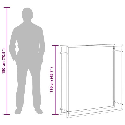 STOJAK NA DREWNO MATOWY CZARNY 110X28X116CM STALOWY