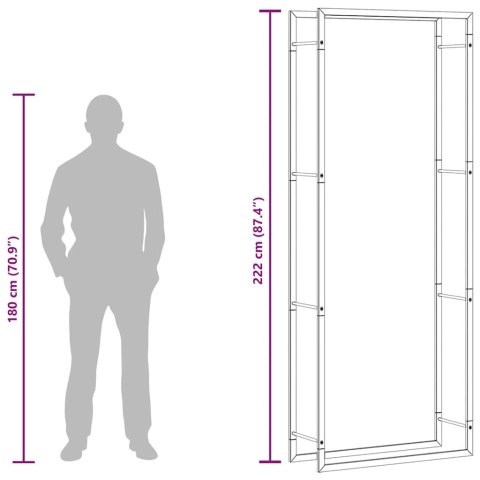 STOJAK NA DREWNO MATOWY CZARNY 80X28X222CM STALOWY
