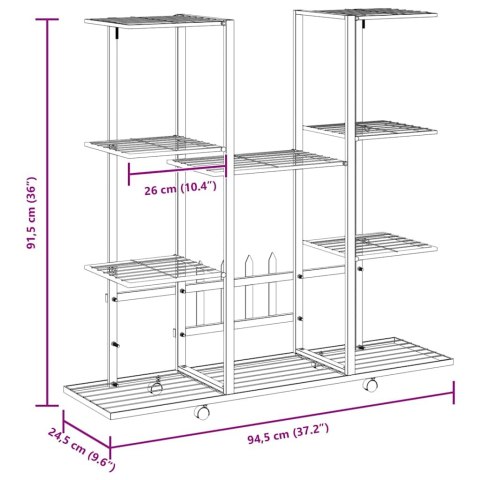 STOJAK NA KWIATY NA KÓŁKACH 94,5X24,5X91,5CM BIAŁY ŻELAZO