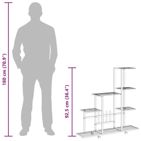STOJAK NA KWIATY NA KÓŁKACH 945X25X925CM CZARNY METALOWY