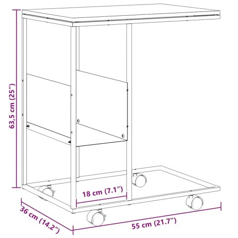 STOLIK BOCZNY NA KÓŁKACH CZARNY 55X36X63,5CM