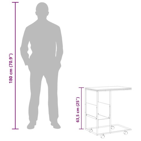 STOLIK BOCZNY NA KÓŁKACH CZARNY 55X36X63,5CM