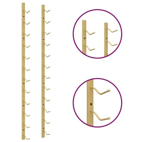 UCHWYT ŚCIENNY NA 12 BUTELEK WINA 2 SZT. ZŁOTY ŻELAZNY