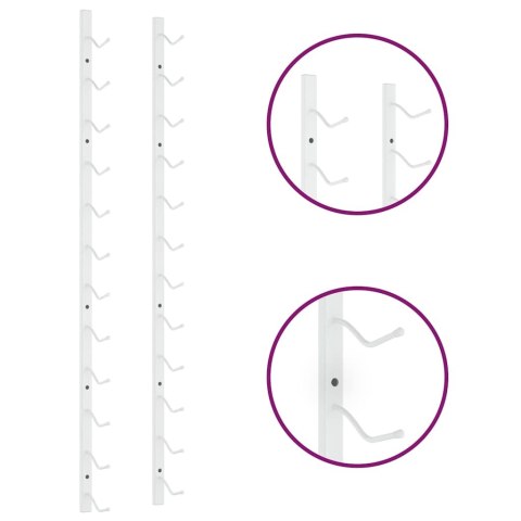 UCHWYTY ŚCIENNE NA 12 BUTELEK WINA 2 SZT. BIAŁY ŻELAZNY