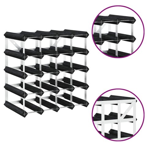 VidaXL Stojak na 20 butelek wina, czarny, lite drewno sosnowe