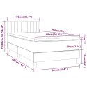 ŁÓŻKO KONTYNENTALNE Z MATERACEM I LED ZIELONY AKSAMIT 90X200CM