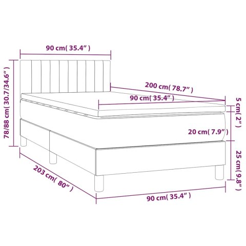 ŁÓŻKO KONTYNENTALNE Z MATERACEM I LED ZIELONY AKSAMIT 90X200CM