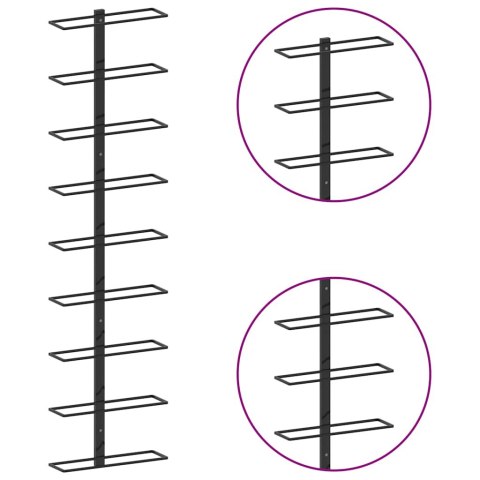 ŚCIENNE UCHWYTY NA 18 BUTELEK WINA 2 SZT. CZARNE ŻELAZNE